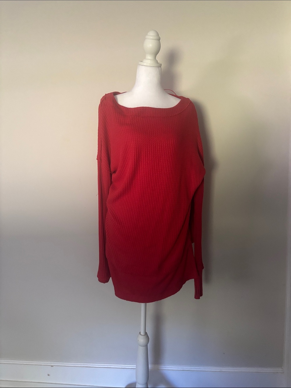 We The Free Red Ribbed Sweater
